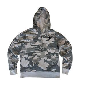 Champion Camo Hoodie Mens Medium Gray Pullover Sweatshirt Logo Fleece
